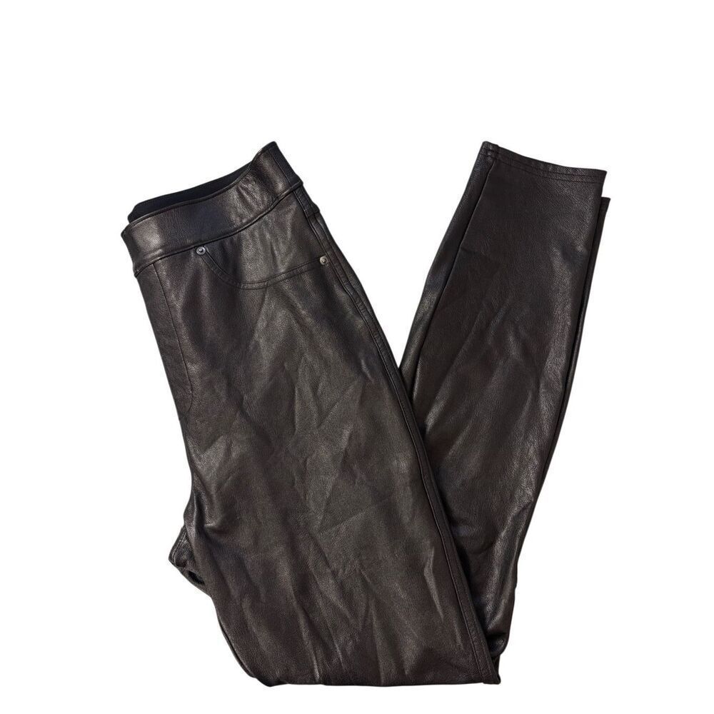 SPANX Faux Leather Ankle Skinny Pant in Luxe Black Size small